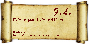 Fényes Lóránt névjegykártya