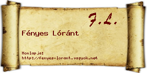 Fényes Lóránt névjegykártya